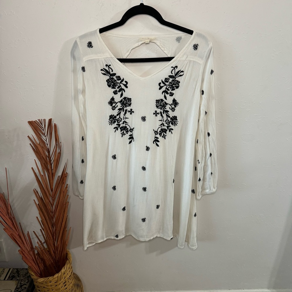 Rebellion Boho Embroidered Tunic Dress W/ Pockets Size S